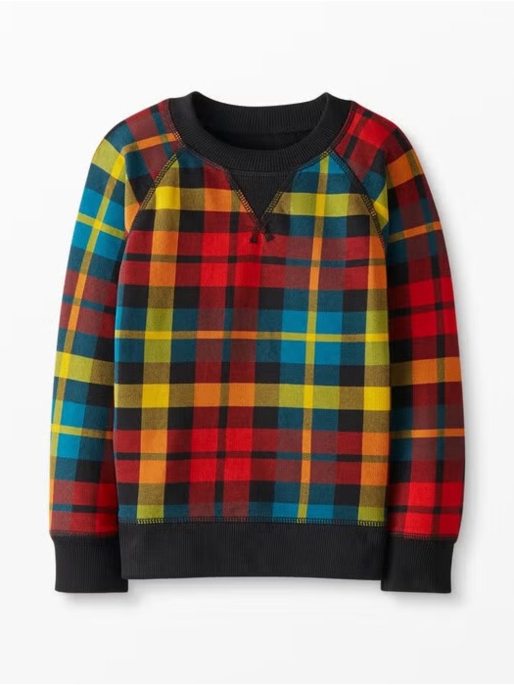 Hanna Andersson Rainbow Plaid Crewneck Sweatshirt Size 6-7
